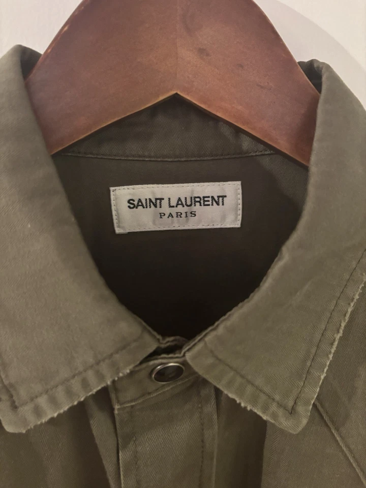 Camisa Saint Laurent Western Snap Espiga Verde Talla XL SLP DENIM Foto 2 de 4