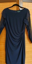 LAUREN RALPH LAUREN New Women's Navy Dress Long Shear Sleevs w Ruffles