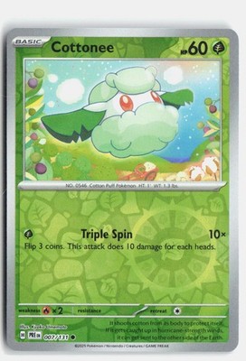 Cottonee 007/131 SV: Prismatic Evolutions Common Pokemon Reverse Holo NM