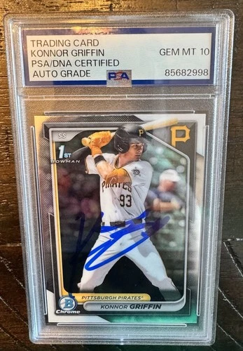 Konnor Griffin Signed Card 1st Bowman Chrome Auto Pittsburg Pirates PSA 10