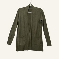 Pink Clover Open Front Cardigan Sweater Size Small Forest Green Silky Knit