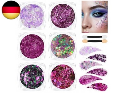 AOOWU Body Glitter Gel, 12 Farben Festival Glitzer Gesicht Gel Pailletten mit