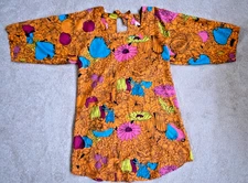 Design House Vintage 1970’s Mod Smock Apron Japan Cotton Orange Floral