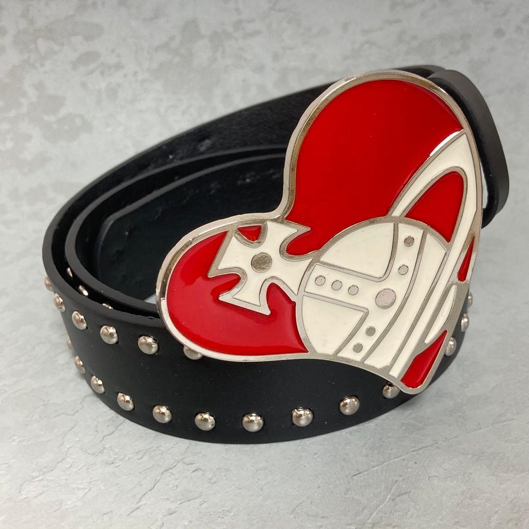 小物 Vivienne Westwood carving leather belt Vivienne Westwood Belt Heart Buckle Black Total Length: 107cm