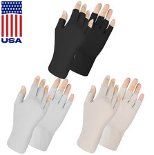 Sun UV Protection Gloves Non Slip Cotton Fingerless Driving Biking Sunscreen