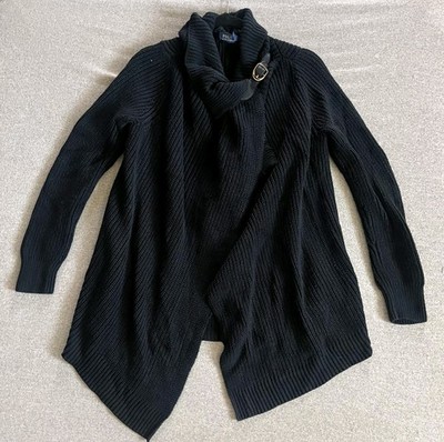 Polo Ralph Lauren Sweater Womens Medium Black Knit Buckle Collar