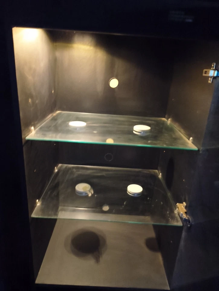 Vitrine preta com prateleiras de vidro - Imagem 3 de 4