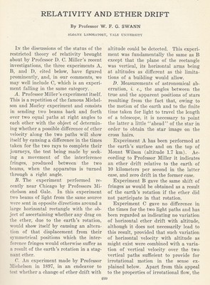 RELATIVITY AND ETHER DRIFT. AN ORIGINAL ARTICLE FROM THE SCIENTIFIC MONTHLY, 192
