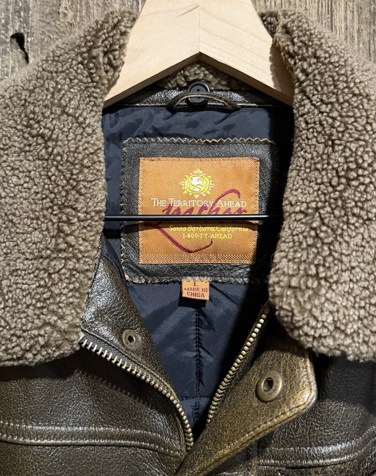 Territory Ahead Leather Vest Mens Large Brown Insulated Quilted Puffer Outdoor - Image 3 of 4