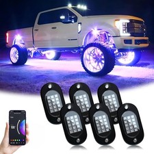 6 Pods Rgb Led Rock Lights Car Utv Underglow Multicolor Underbody Neon Light Kit