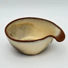 Frankoma Pottery Soup Cereal Bowl Lug Handle Tan & Brown 6" x 2.5"