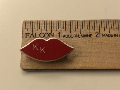VTG Red Lips Christmas Pin Kiss-Kiss Initial Pin Valentines Day Pin 1.5 