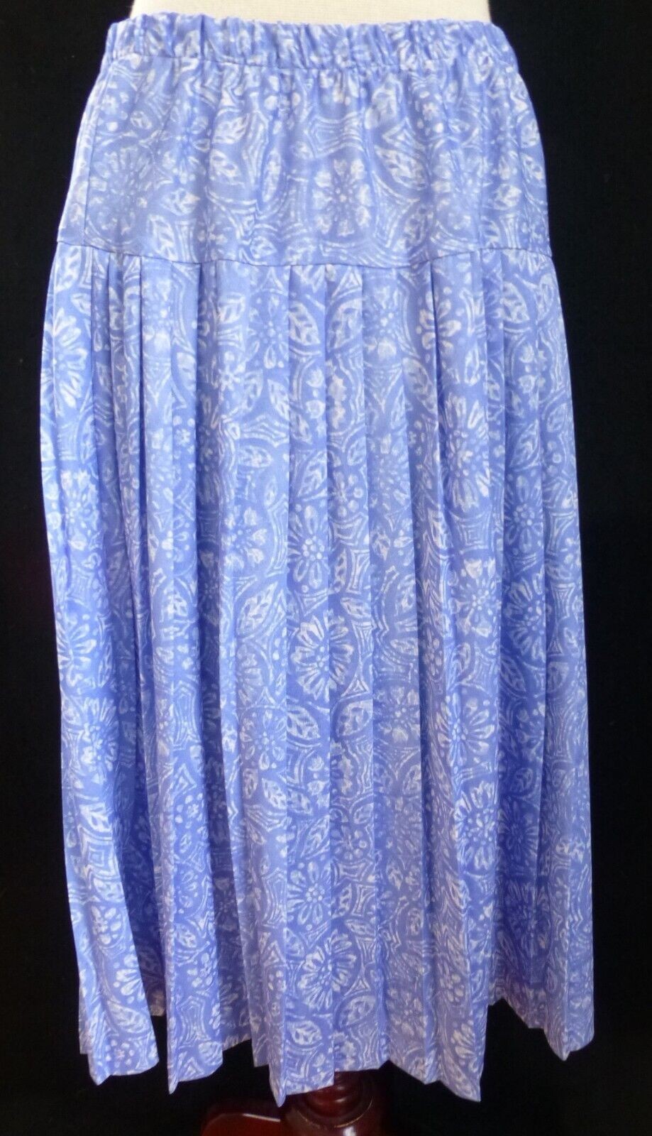 Women's Purple White Leaf Floral Pleated Midi Skirt Size 14W Petite