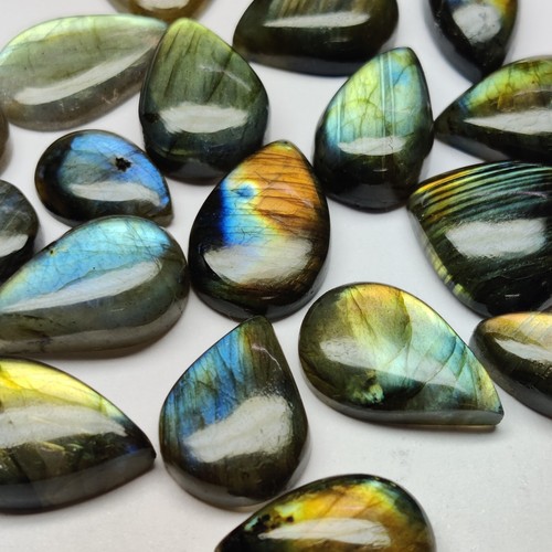 Pear Shape Natural Labradorite Cabochon Gemstone Lot, 12 to 20 mm Size. - Picture 2 of 8
