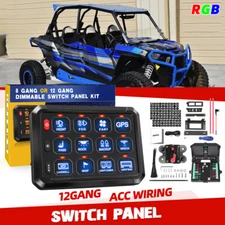 RGB 12 Gang Switch Panel LED Light Bar ON/OFF Relay System For Polaris RZR UTV
