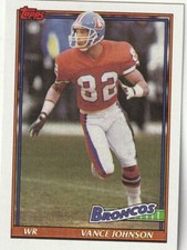 FREE SHIPPING-MINT-1991 Topps Vance Johnson #552 BRONCOS PLUS BONUS CARDS