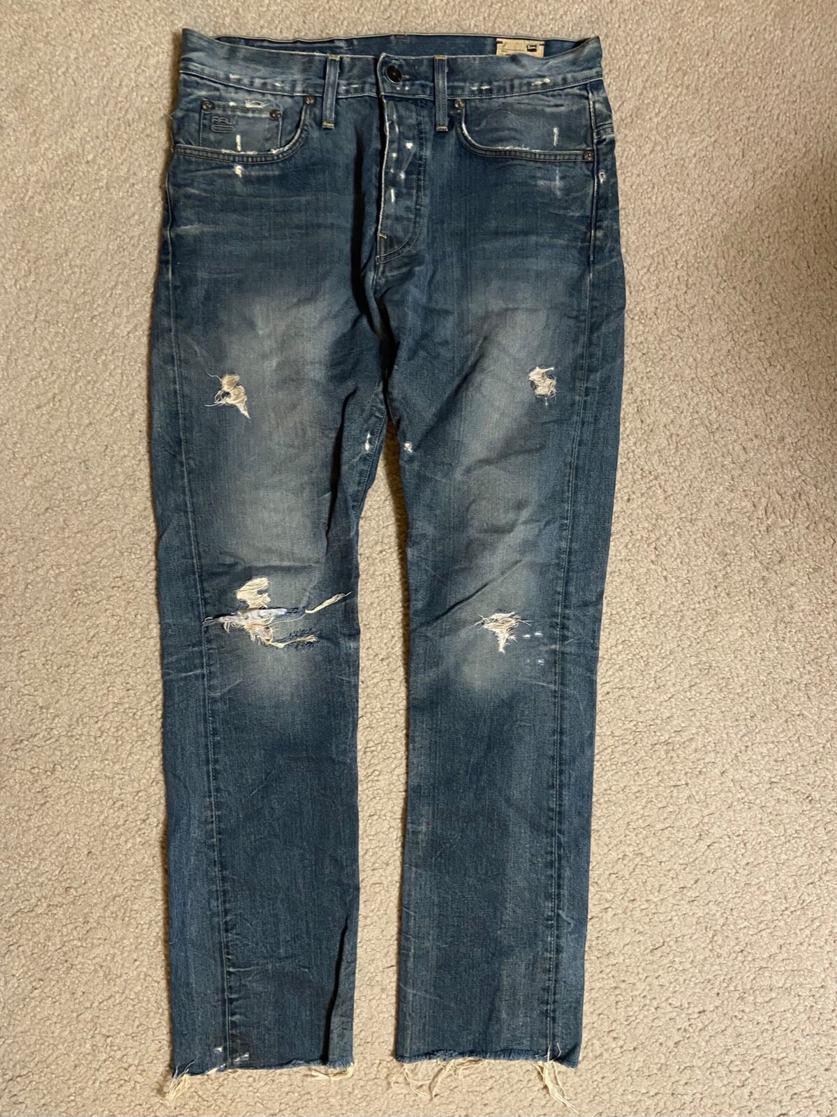 G-STAR RAW 3301 slim straight distressed (32W x 32L) blue JEANS
