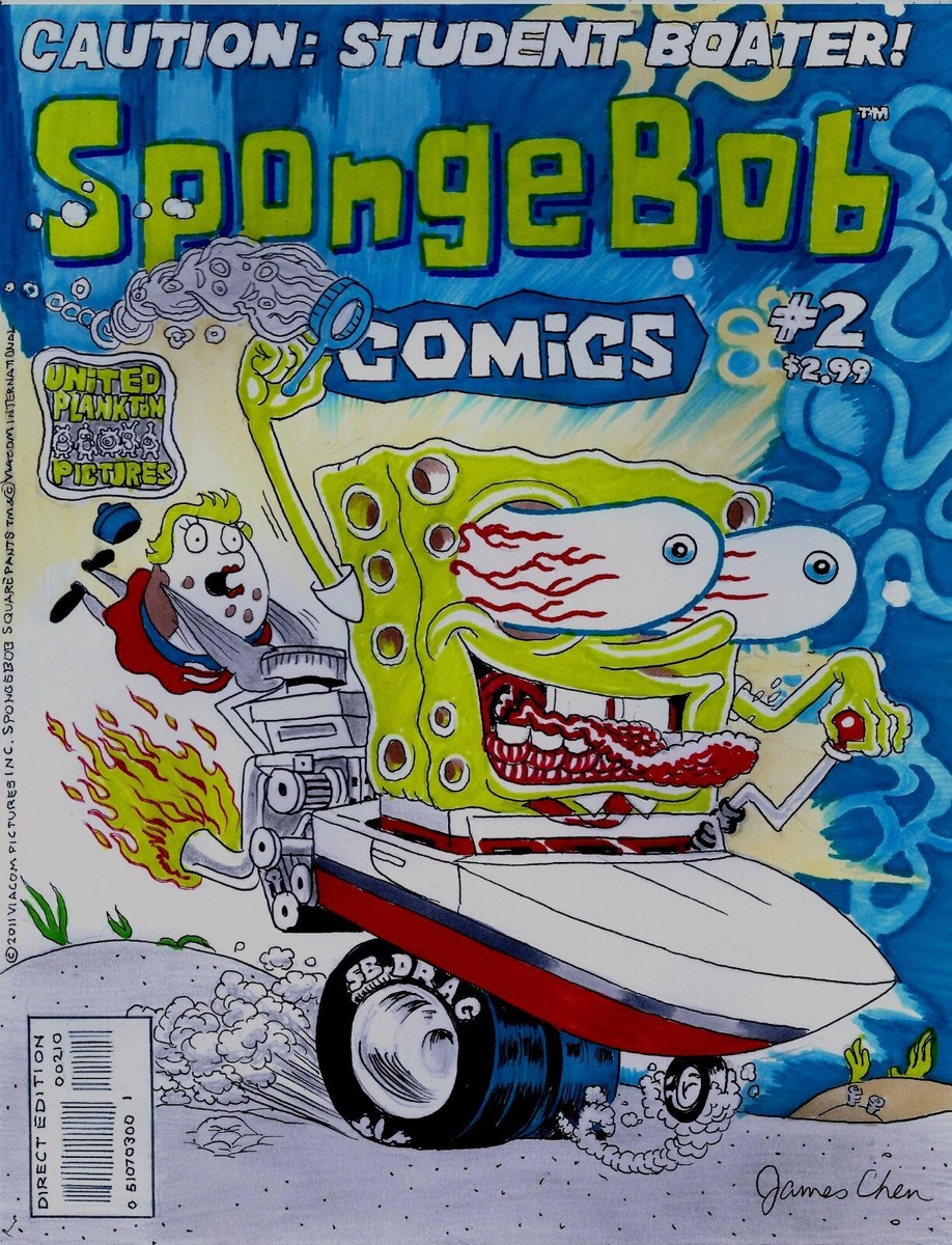 SPONGEBOB SQUAREPANTS COVER RECREATION ORIGINAL COMIC ART ON