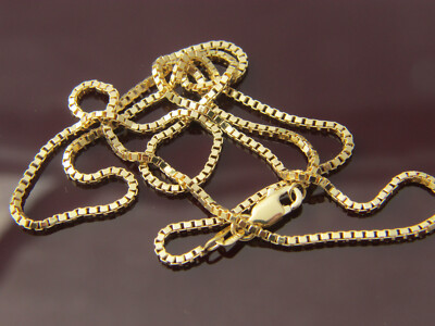 Real 10k gold box chain 1.3mm diamond cut box necklace | eBay