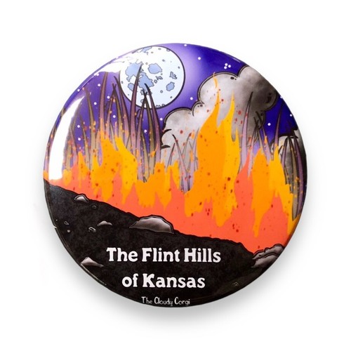 Flint Hills Kansas Prairie Fire Magnet Handmade Retro Art Gift Decor 3.5" - Picture 6 of 16