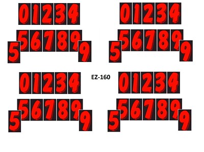 Car Lot Windshield Number Stickers 7 1/2 Inch Numbers Fire Red / Black 48 packs