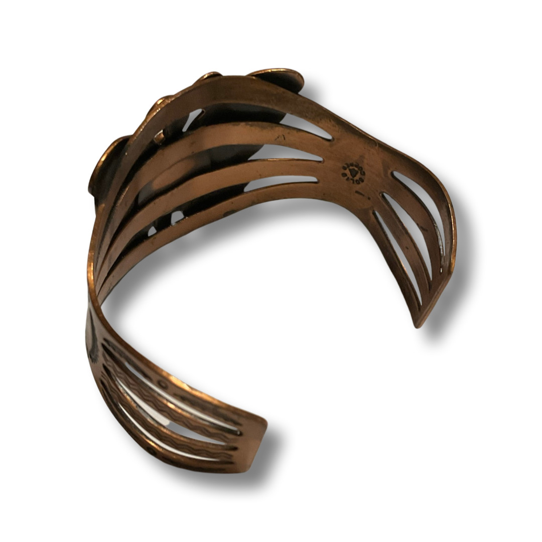 Bracelet Solid Copper Butterfly Cuff Vintage With… - image 5