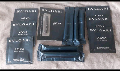 BVLGARI Aqva Shower gel+after shave+ Oshibori RefreshingTowel LOT Extremely Rare