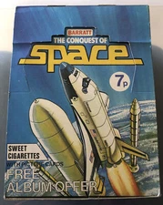 CONQUEST OF SPACE SWEET CIGARETTES COUNTER BOX EMPTY RARE 1980 Space Shuttle