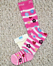 Children's Place PINK Tights Flowers Stripes Girl's Size 0-6 mo or 6-12 Mo NWT