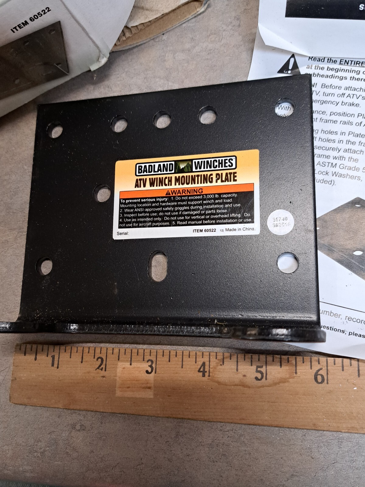Badland ATV Winch Mounting Plate 60522 with instructions eBay