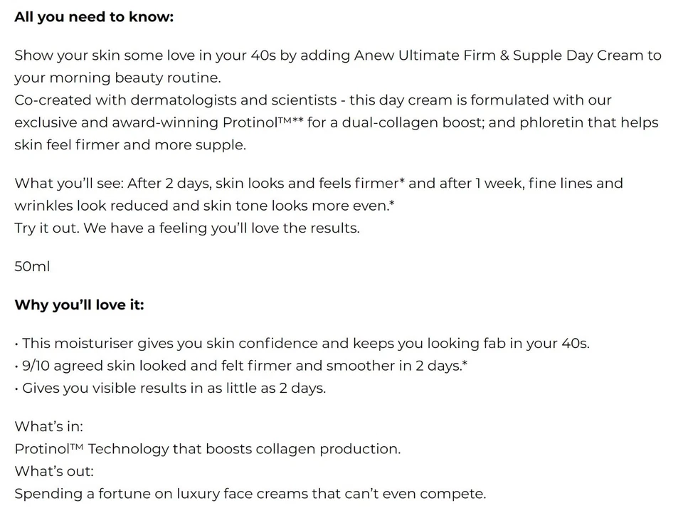 Avon Anew ULTIMATE Day Firm & Supple Cream PROTINOL UVA/UVB 50ml FREE SHIPPING - image 3 of 4