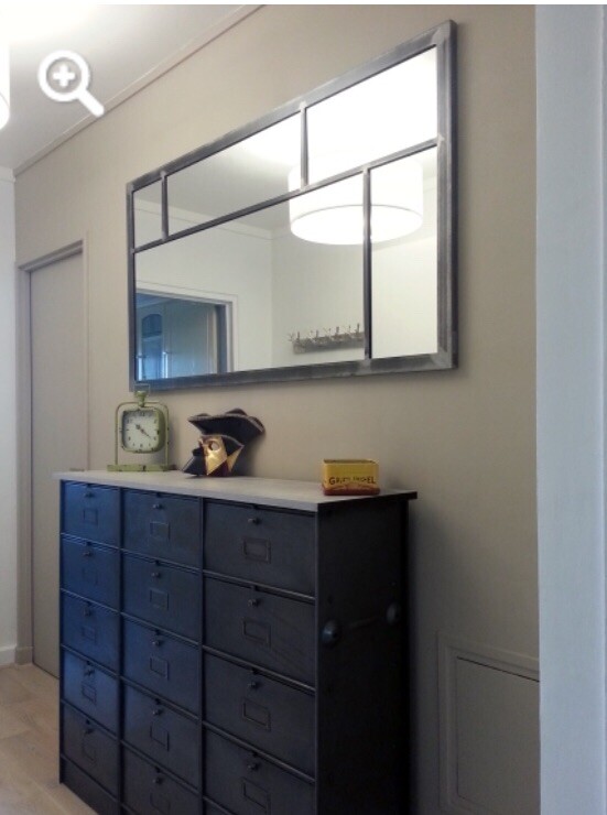 Grand Miroir Industriel Atelier 140cm X 40cm - Cadre Argenté, Neuf