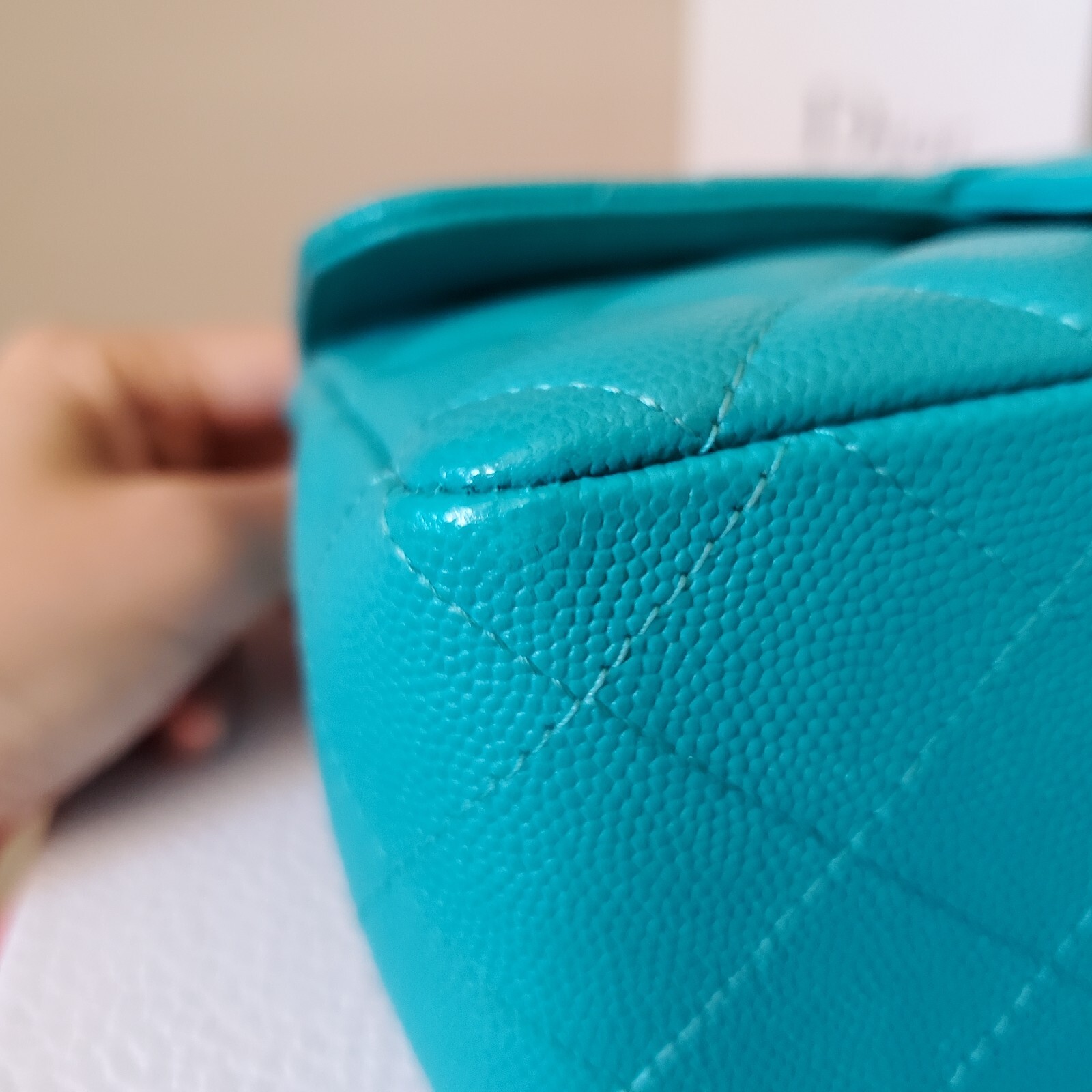 Chanel Classic mini Rectangular  turquoise blue C… - image 15