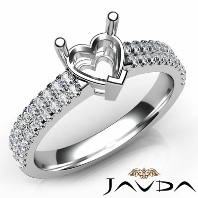 Heart Semi Mount Natural U Shape Prong Setting Diamond Engagement Ring 