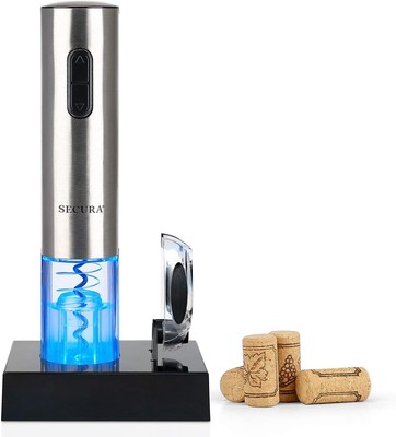 Secura Electric Wine Opener, Automatic Bottle Corkscrew Silver 