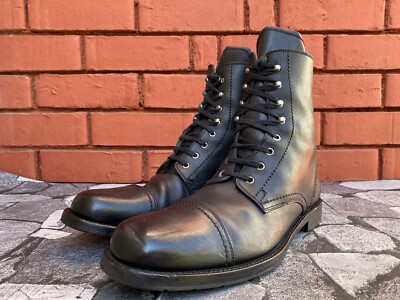 Dolce & Gabbana Black Leather Captoe Lace Up Boots Men display picture 2