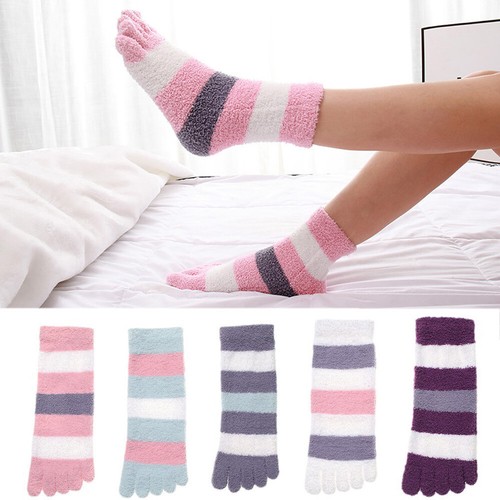 3/2 Stück Dicke Warme Fünf-Finger-Socken Schlafsocken Plüsch-Korallen-Fleece- с - Bild 2 von 17