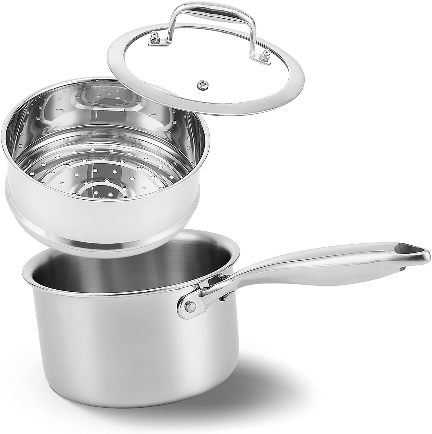 1.5 Quart Stainless Steel Pot, Vegetable Steamer for Induction Stove, Small Stea-image