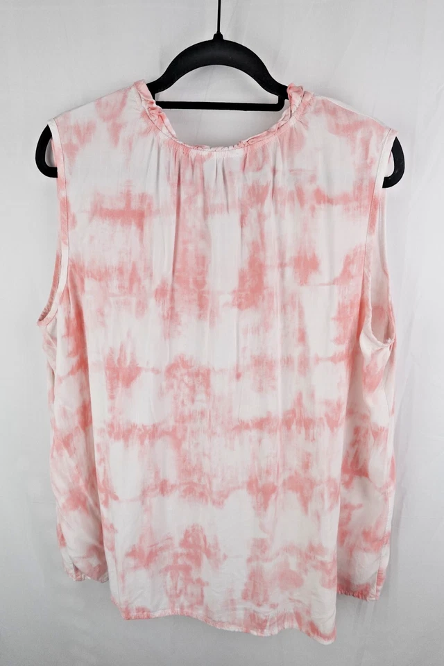Blusa Time and Tru Rosa Tie Dye Volantes Cuello Sin Mangas Talla 2X Foto 2 de 4