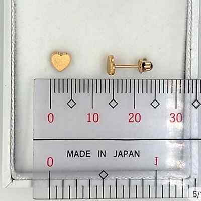 14K Gold Mother Daughter Heart Screw Stud Earrings
