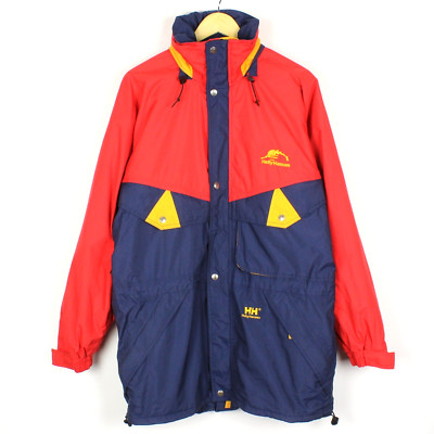 HELLY HANSEN Men's Vintage Jacket Size M Hooded Red Full Zip Pockets