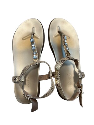 Vionic Palm Boca Rhinestone Jeweled Gold Thong Sandals Size