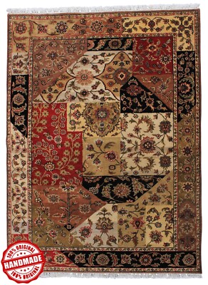 Tribal Hand-Knotted Natural Wool Area Rug Living Room Brown Parisian Carpet4x6ft