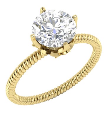 Ideal Cut Solitaire Engagement Ring I1 G 1.10Ct Round Diamond 14k Yellow Gold