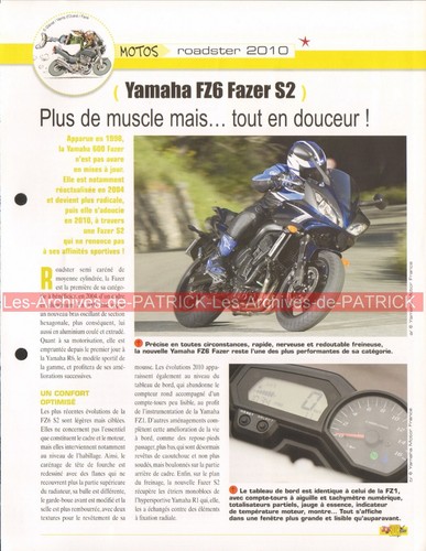 Yamaha 600 Fz6 Fazer S2 2010 Joe Bar Team Fiche Moto #008307 | Ebay