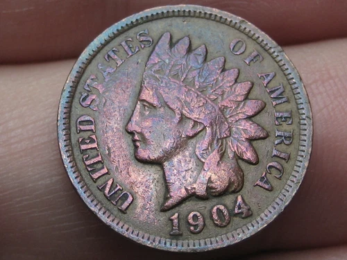 1904 Indian Head Cent Penny- VF Details, Toned