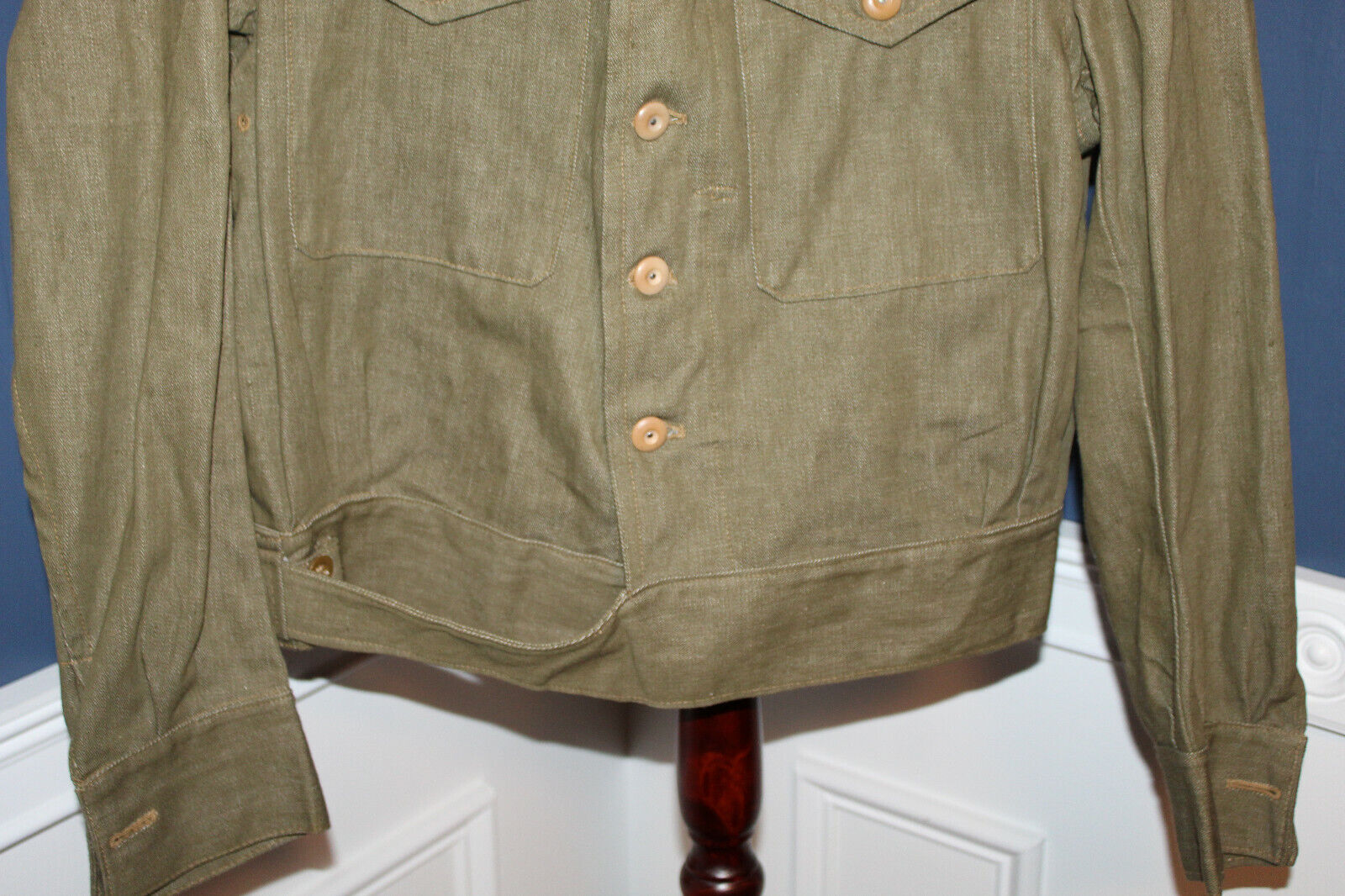 Rare Original & Mint WW2 British Army Denim Green Combat Blouse 