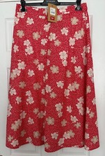 Ladies Cotton Traders Skirt Size 14 Red/Orange Beige & Ivory BNWT
