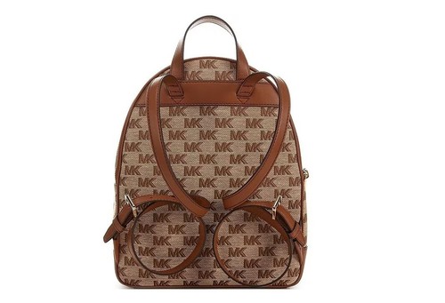 Michael Kors Brooklyn Beige Gold Zip Medium Backpack Beige/Ebony - Picture 3 of 3