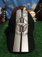Rare vtg Ford Mustang silver stripes adjustable strap back hat cap h31